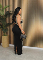 Two Piece Crop Top Maxi Skirt Set