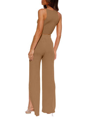 Two Piece Ribbed Cropp Top and Wide Leg Pants