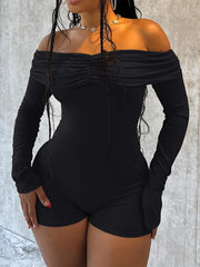 Off Shoulder Long Sleeve Bodycon Romper
