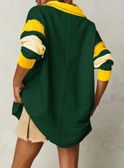 Color Block Long Sleeve Striped Pullover