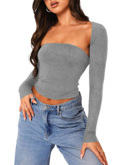 Two Piece Long Sleeve Shrug Set Tube Top