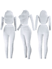 Two-Piece Off-Shoulder Pleated Pants Set