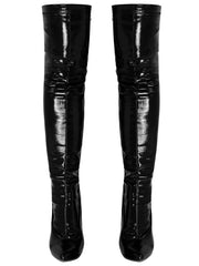 Pointed Toe Patent Leather Over-the-Knee Boots