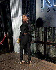 Two Piece Off Shoulder Top Bodycon Flared Pants