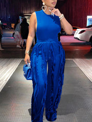 Two Piece Sleeveless Top Tassel Pants