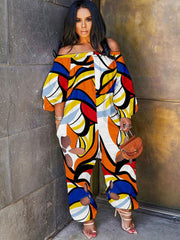 Plus Size Lantern Sleeves Loose Jumpsuit