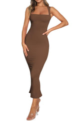 Spaghetti Strap Sleeveless Square Neck Maxi Dress