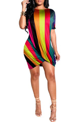 Short Sleeve Solid Bodycon Ruched Mini Dress