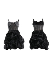 Rhinestone Spaghetti Strap Tulle Layered Dress