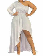 Plus Size One Shoulder Irregular Hem Dress