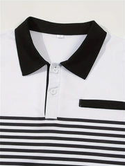 Mens Color Block Striped Polo Shirts