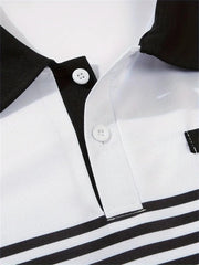 Mens Color Block Striped Polo Shirts