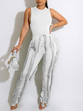Two Piece Sleeveless Top Tassel Pants