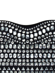 Rhinestone Spaghetti Strap Dress with Gloves