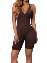 Sleeve V Neck Backless Romper