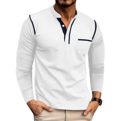 Mens Long Sleeves Crew Neck Buttons Shirts