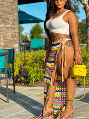 Tassel Slit Coverup Knit See Maxi Skirts