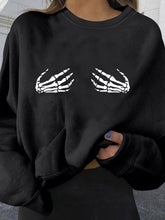 Halloween Skeleton Paw Print Oversized Sweatshirt