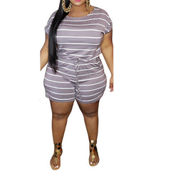 Plus Size Casual Loose Short Sleeve Jumpsuit