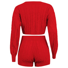 Knit Crop Top Shorts Sets