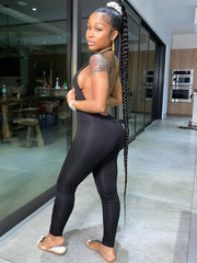 One Piece Solid Color Halter V Neck Backless Jumpsuit