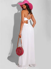 Spaghetti Strap Chiffon Backless Wide Leg Jumpsuit