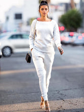 Two Piece Pullover Solid Color Top Pants Set