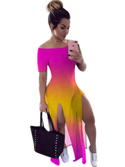 Off-Shoulder Side Slit Bandage Cocktail Party Maxi Dress