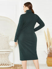 Plus Size Ribbed Pullover Knit Sweater Dress