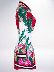 Floral Print Shirt Mini Dress Clubwear