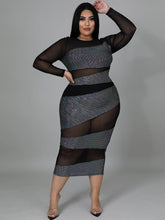 Plus Size Long Sleeve Skinny Midi Dress