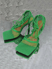 Hollow Out Crossed Straps High Heel Sandal