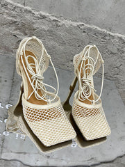 Hollow Out Crossed Straps High Heel Sandal