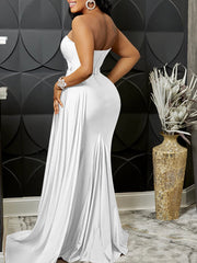 One Shoulder Pleated Bodycon Maxi Dress