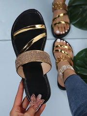 Rhinestone Patchwork Glitter Slide
