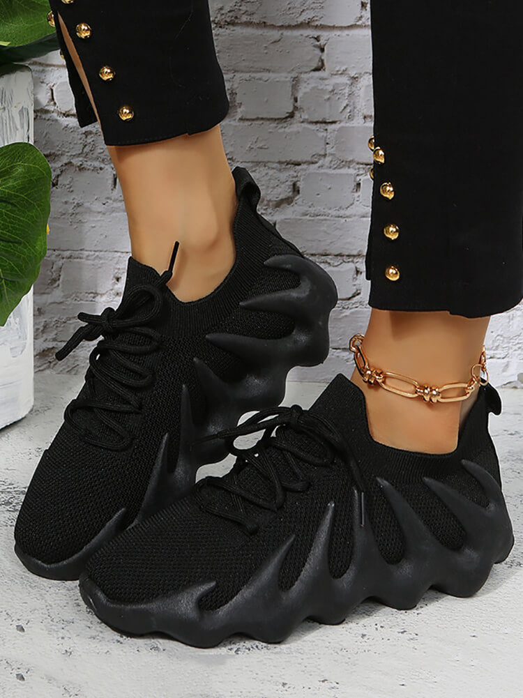 Elastic Lace-up Knit Breathable Sneaker