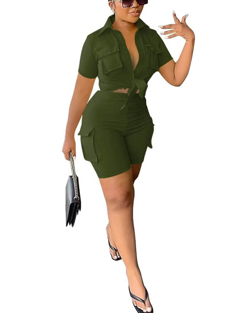 Two Piece Short Sleeve Top Shorts