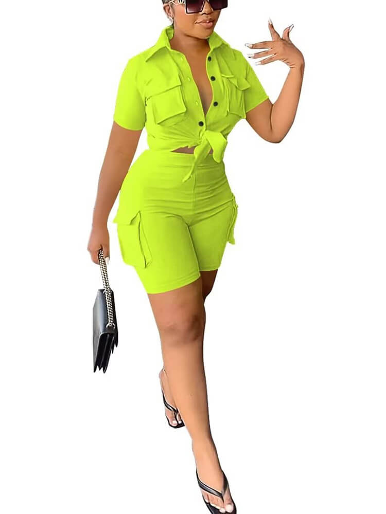 Two Piece Short Sleeve Top Shorts