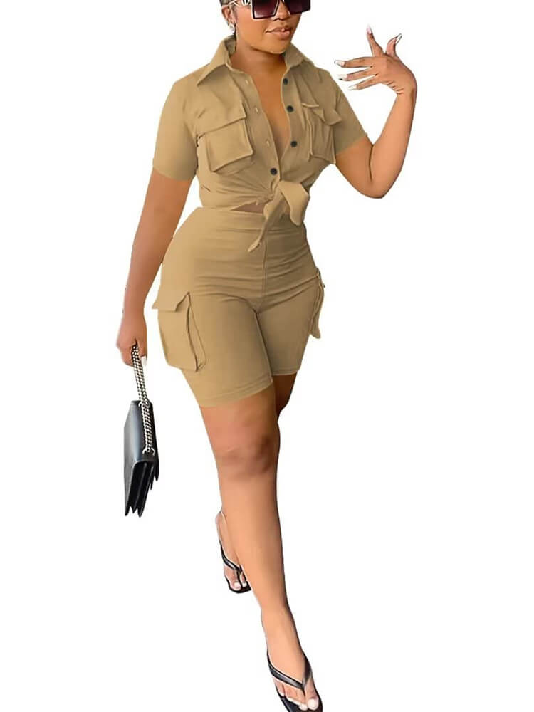 Two Piece Short Sleeve Top Shorts