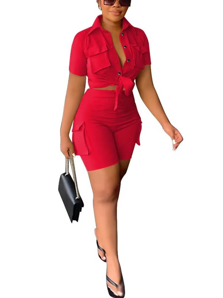 Two Piece Short Sleeve Top Shorts