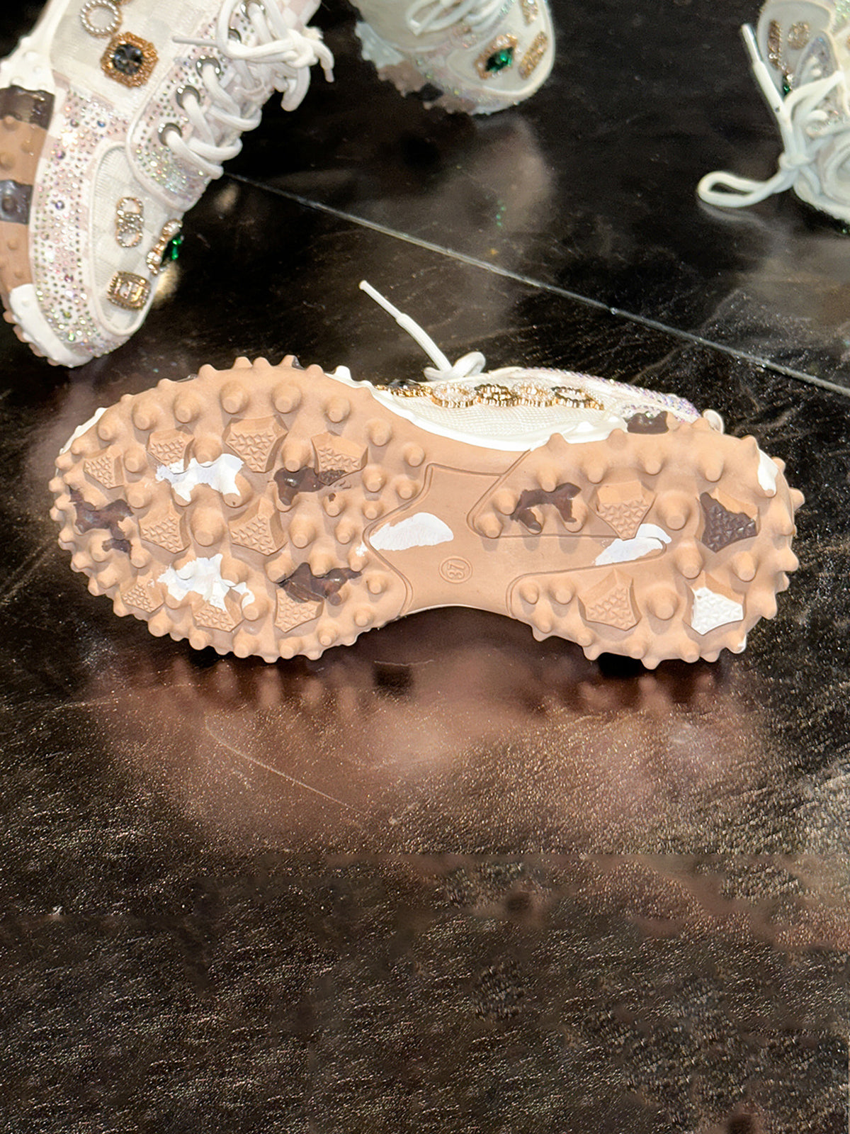 Rhinestone Mesh Chunky Sneakers