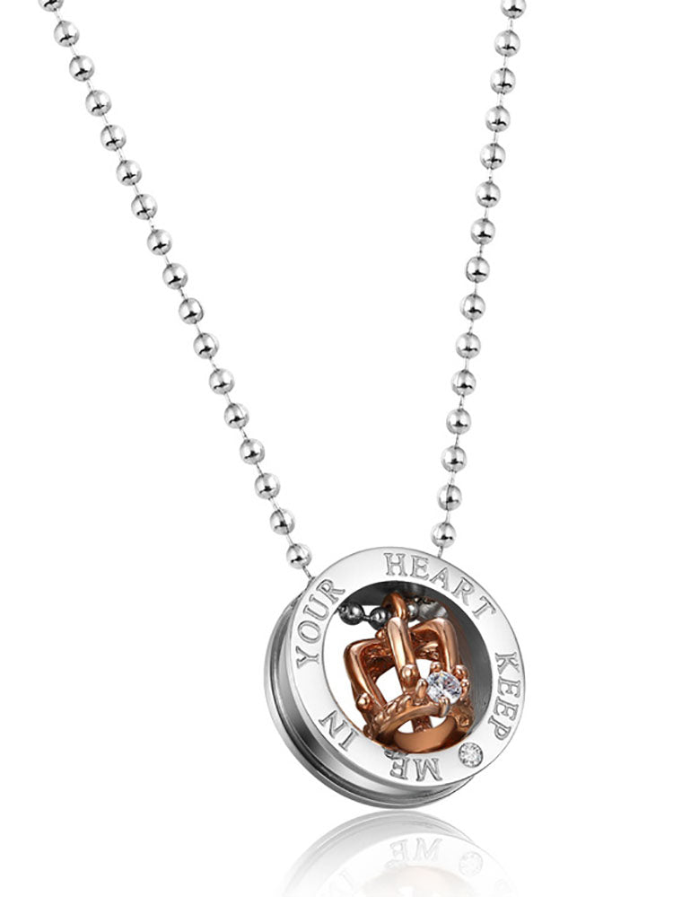 Crown Pendant Rhinestone Couple Necklaces