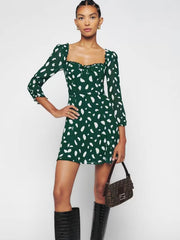 Spot Print Lace Up Bodycon Mini Dress