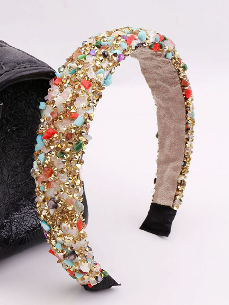 Vintage Colorful Rhinestone Sponge Headbands