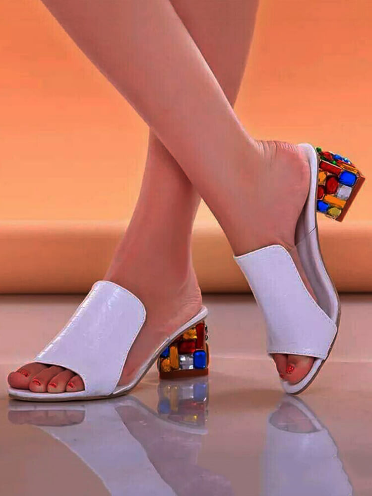 Colorful Crystal Patchwork Chunky Slide