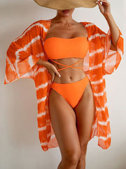 Three Piece Tie Dyed Print Swimsuit