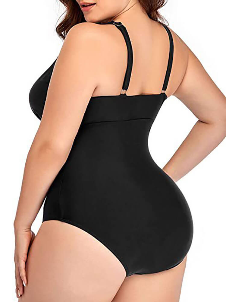 Plus Size One Piece Floral Hollow Out Swimsuit