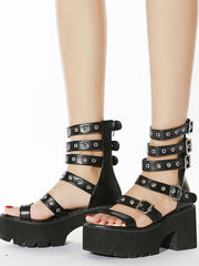 PU Adjustable Wrap Up Wedge Sandal