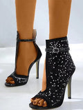 Glitzernder Strass-Ausschnitt-High Heel