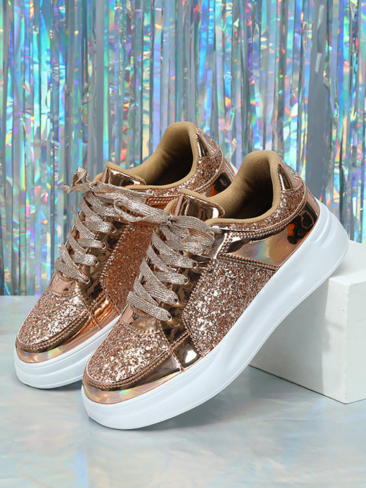 Sequin Platform Sneakers